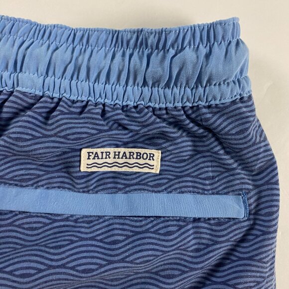 Fair Harbor Bayberry Blue Wave Swim Trunks Men's XL Lined Waves Shorts Suit - Picture 6 of 13